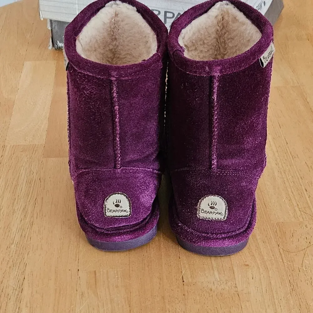 Bearpaw Emma Youth Short Boots Plum sz 3 M EUC